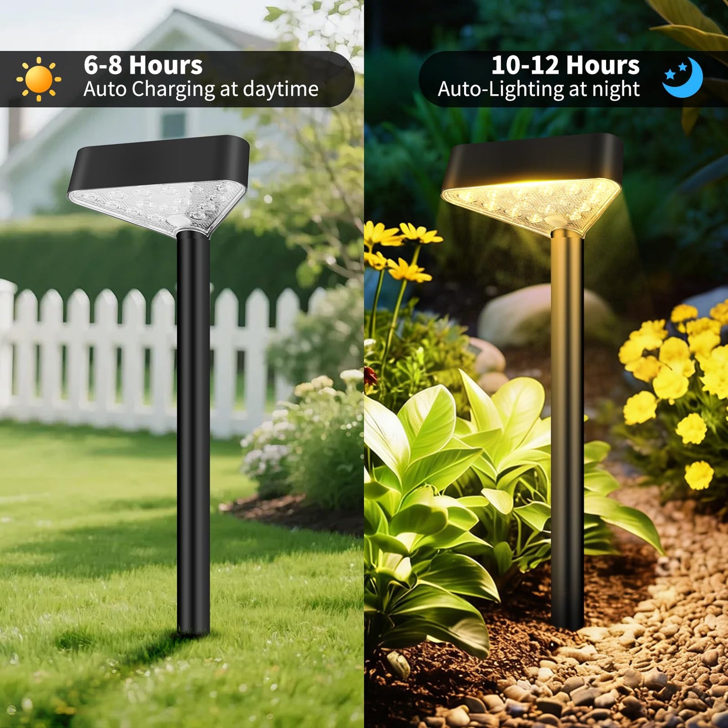 Fashlits 8 Pack Solar Pathway Lights Outdoor, Bright LED Solar Landscape Lights, Waterproof Solar Garden Lights for Yard, Patio, Walkway, Lawn, Driveway(Warm White, 8 Pack)