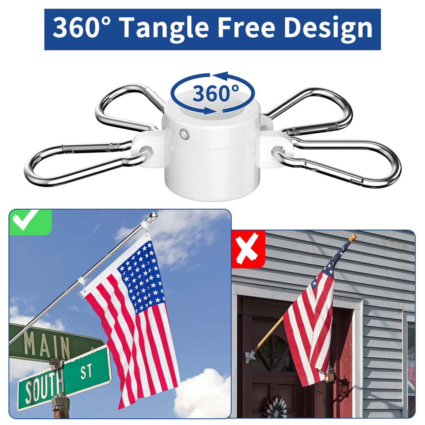 FIASON 5 FT House Flag Pole Kit with 2-Position Flagpole Holder Bracket for Outside House Outdoor Porch (5 FT, Silver)
