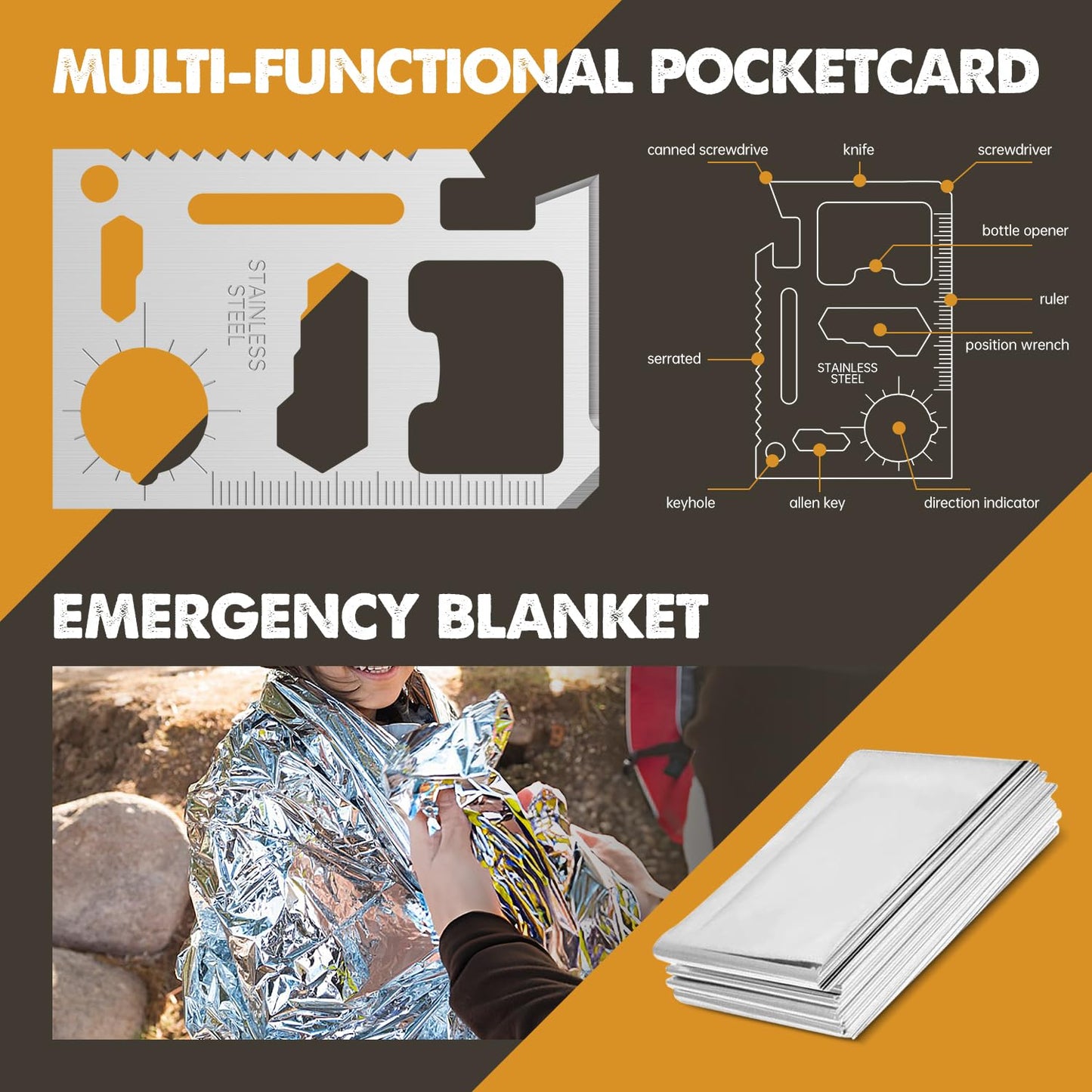 Gifts for Men Him Dad, Survival Kit and Equipment 25 Pcs, Valentines Gifts for him, Christmas Stocking Stuffers,Camping Essentials, Survival Gear, Cool Gadgets for Men