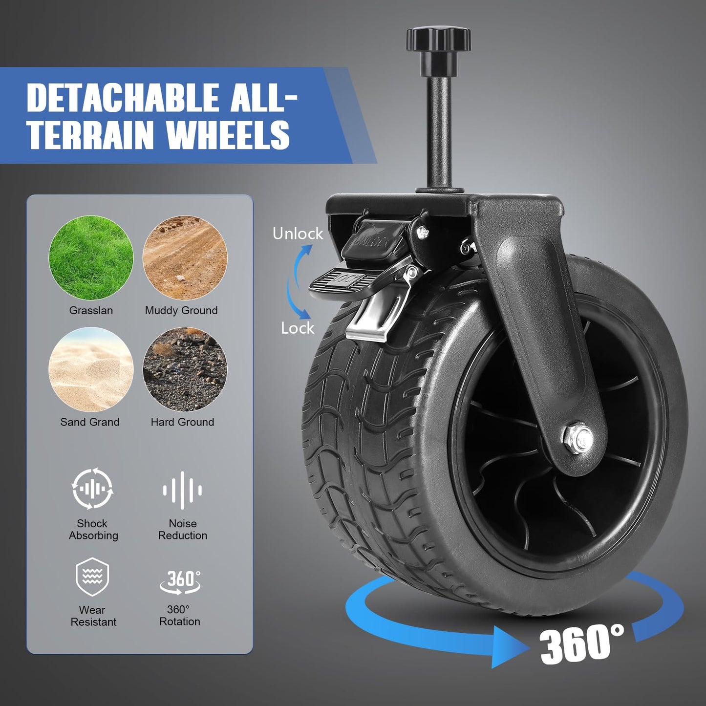EVLIQUIL Collapsible Foldable Beach Wagon,Folding Wagon Cart with Big Wheels,Utility Grocery All Terrain Wagons carts Foldable with Brakes for Sand Camping Sports Outdoor(Deep Black).