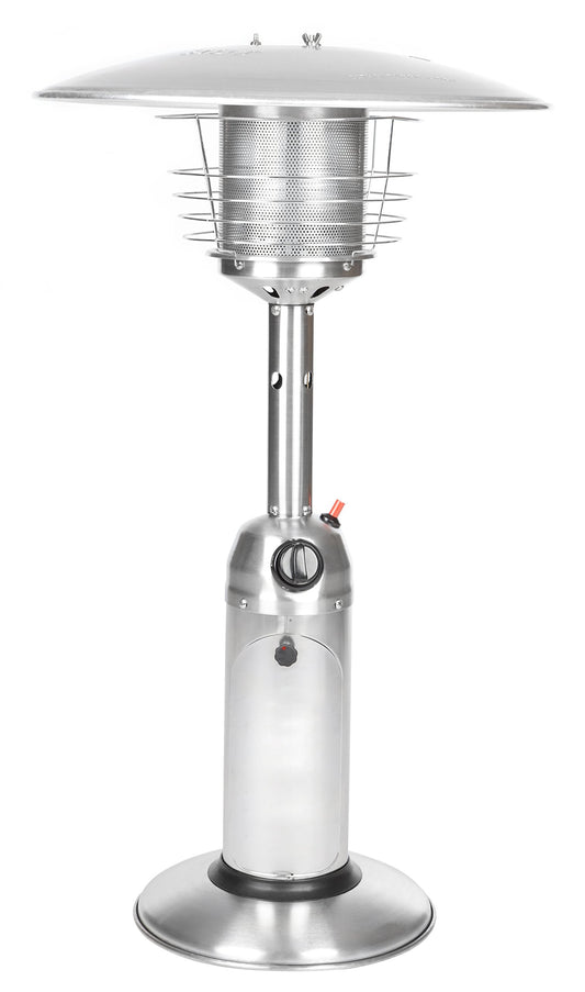 Fire Sense 60262 Portable Patio Heater Outdoor Tabletop Lightweight Propane 10,000 BTU Auto-Shutoff Valve CSA Approved - Stainless Steel