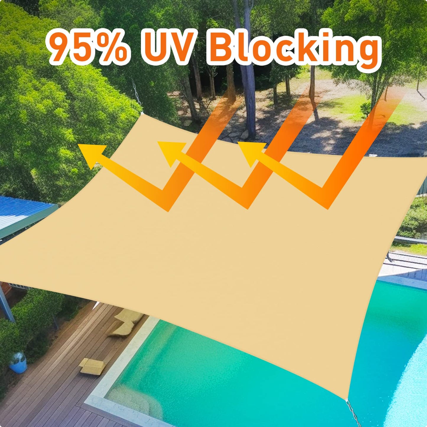 Shade&Beyond Shade Sail 10'X20' Rectangle Sand Breathable UV Block Outdoor Canopy for Backyard Patio Pergola Garden Deck(We Make Custom Size)