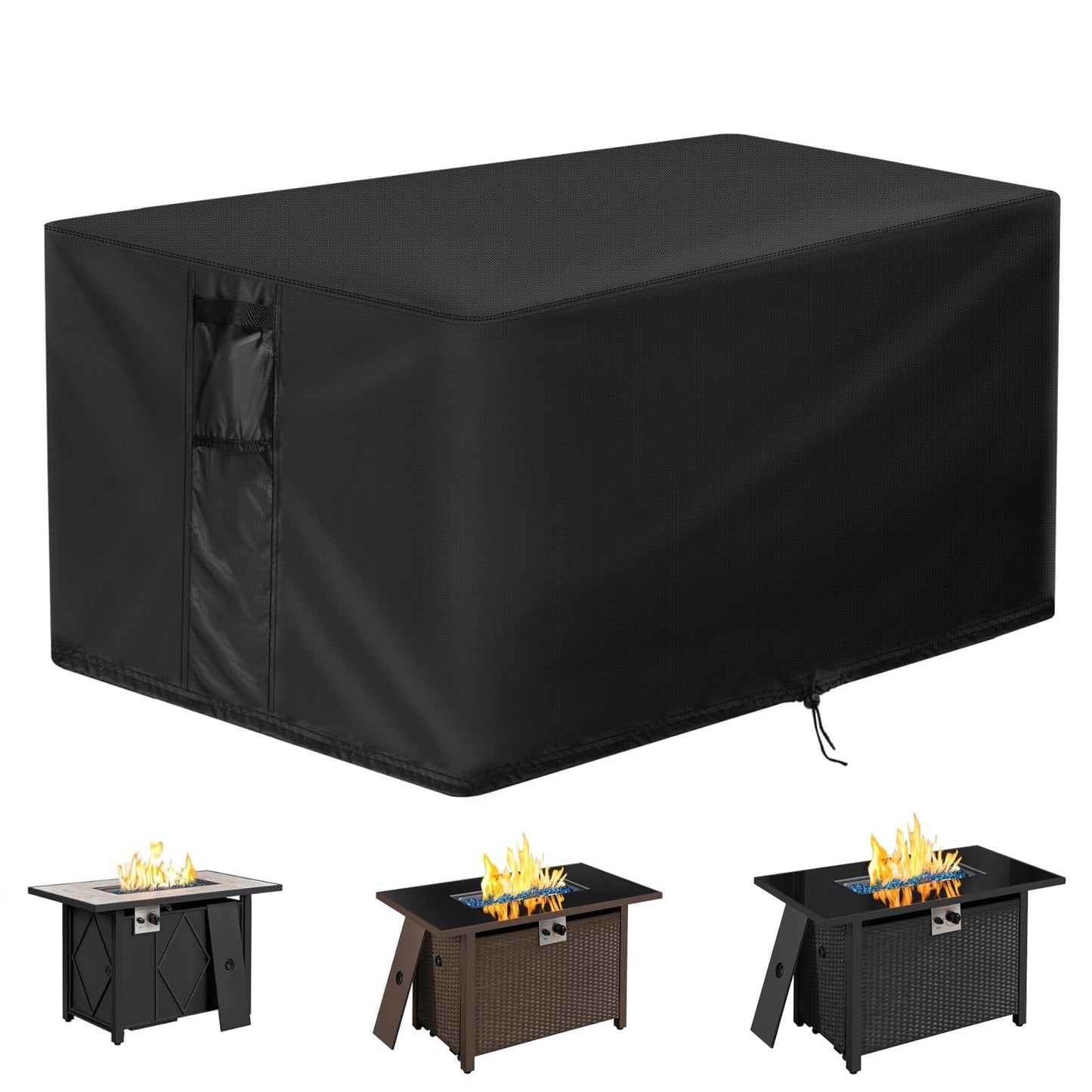 Velfree Fire Pit Cover Rectangular 51 Inch, Outdoor Fire Table Cover Rectangle, Waterproof Heavy Duty Cover for Patio Fireplace/Gas Firepit Table/Patio Propane Firepit- 51 x 31 x 25 Inch