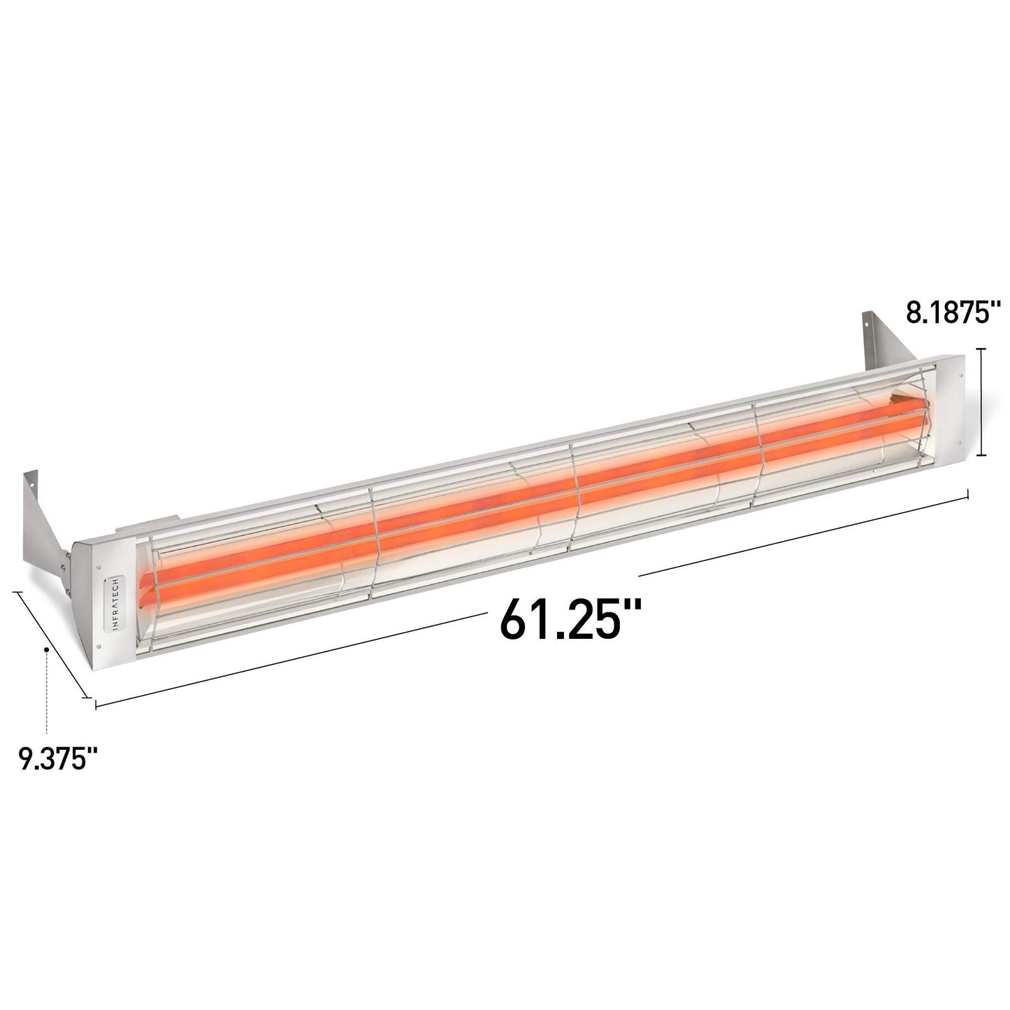 Infratech WD-6024 SS Stainless Steel 61.25” Dual Element Fixture 6000 Watt, 240 Volt, Stainless Steel