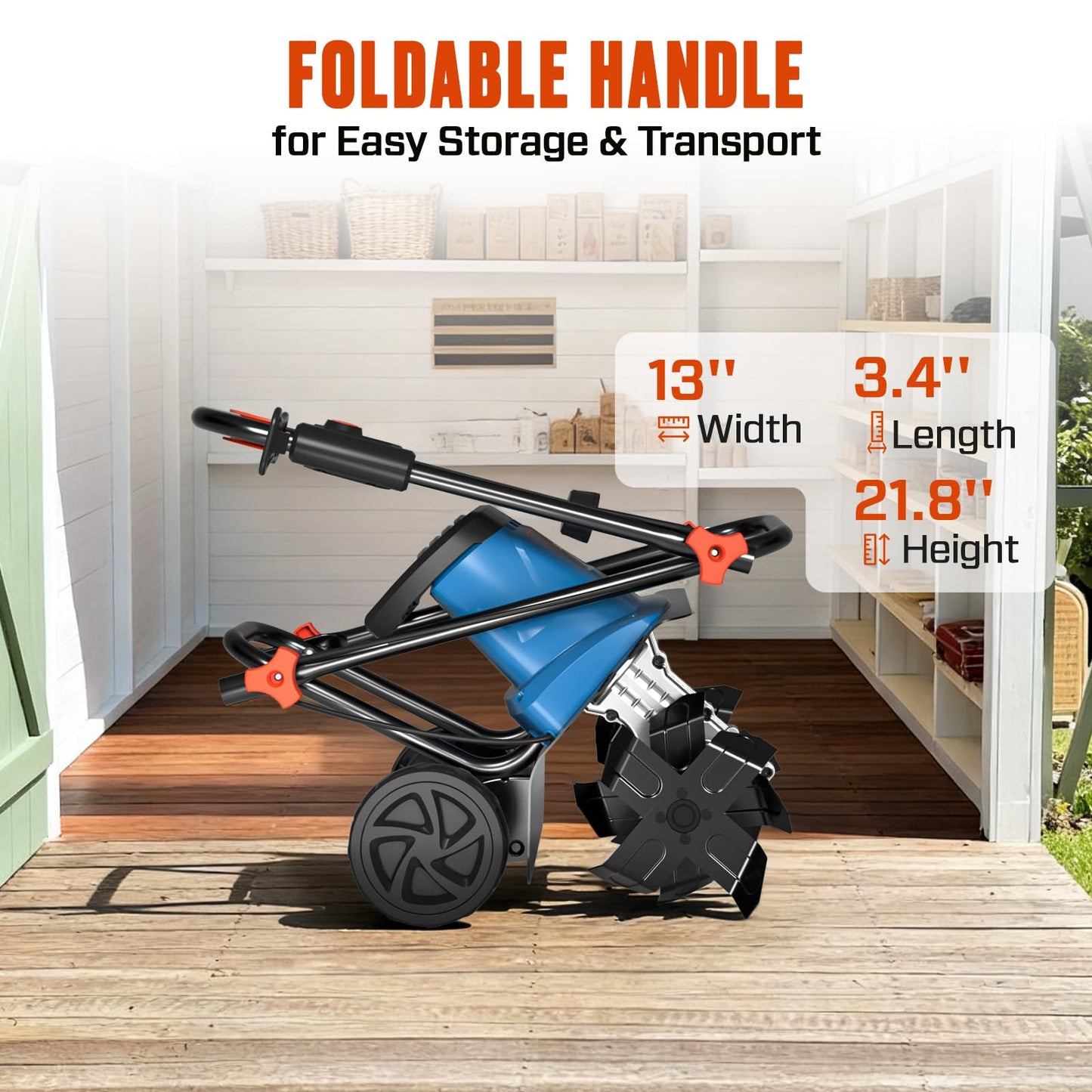 SENIX Electric Corded Garden Tiller & Cultivator, Steel Tines, 8 Amp, 12″ Till Width,8″ Till Width 3-Position Wheel Adjustment-Heavy Duty Gardening Machine Equipment for Lawn, Yard, & Grass