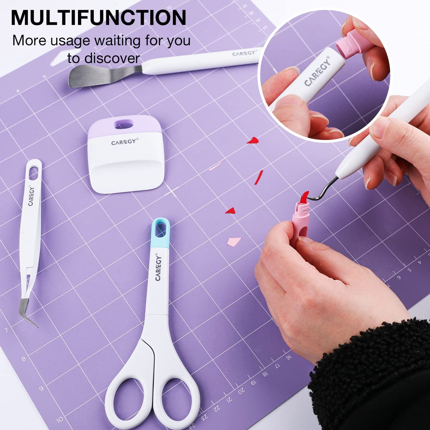 CAREGY Craft Vinyl Weeding Tools Set, Precision Craft Tools Kit, Weeding Kits for Cricut/Silhouette/Siser/Oracal 631/651/751 Vinyl