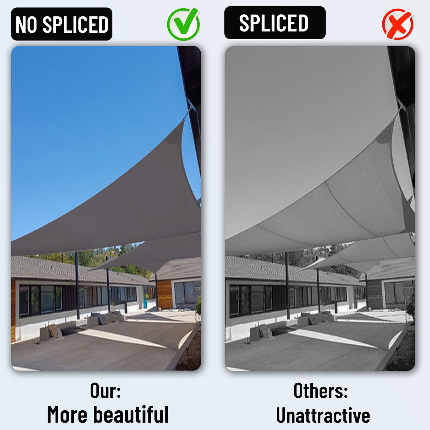 COOLBOYS 16'x 20' Sun Shade Sail Dark Grey Rectangle UV Block Outdoor Shade Canopy Sunshade for Patio Lawn Garden Carport Backyard Deck Pergola