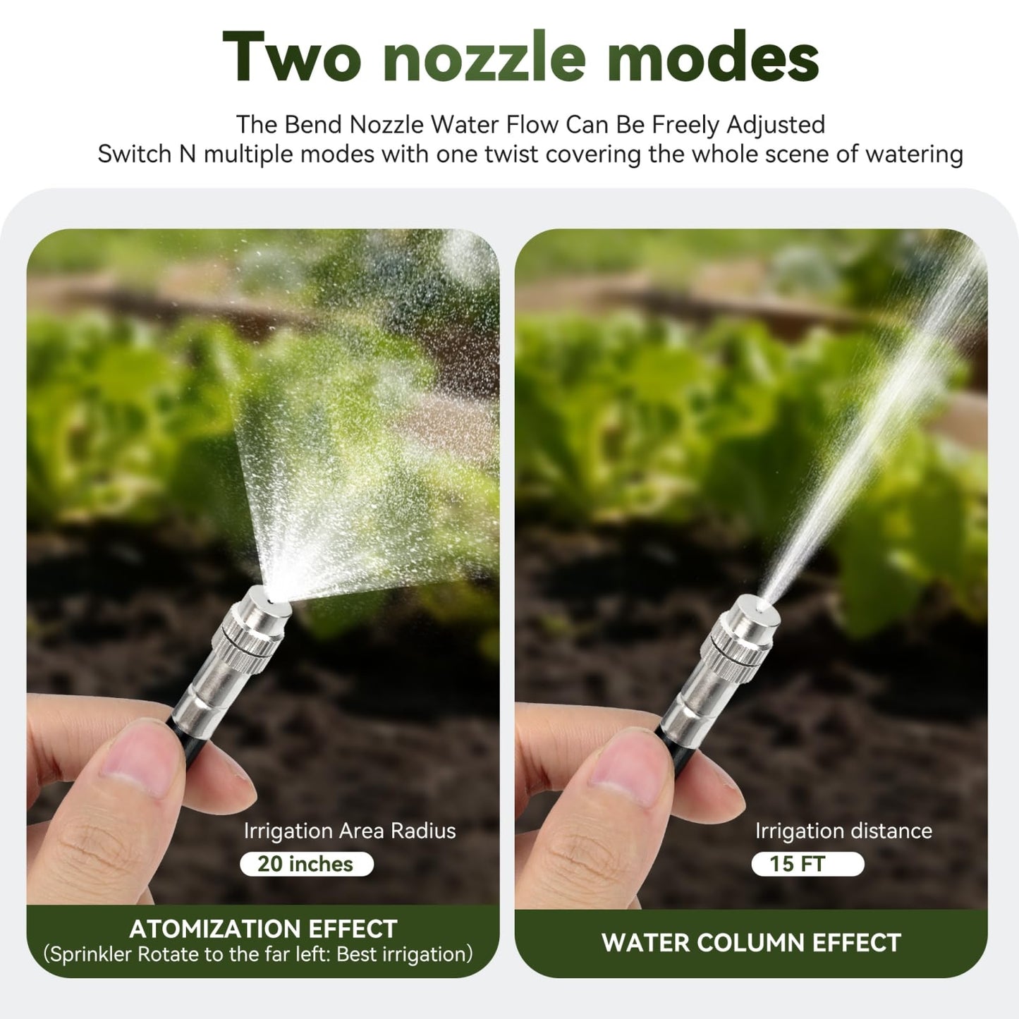 50Ft 1/2" Tubing High-Flow Drip Irrigation System, 360° Adjustable Garden Watering System with 30 Nozzles, Dual-Side Watering Kit for Raised Beds, Greenhouses & Efficient Plant Irrigation