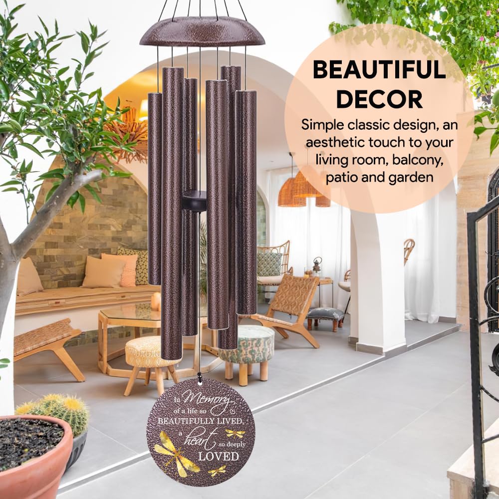 Extrabily Sympathy Wind Chimes, Personalized Dragonfly Wind Chimes for Loss of Loved One, Commemorative Sympathy Gifts for Funeral, in Memory of Dad/Mom 36inch (Produced in USA)