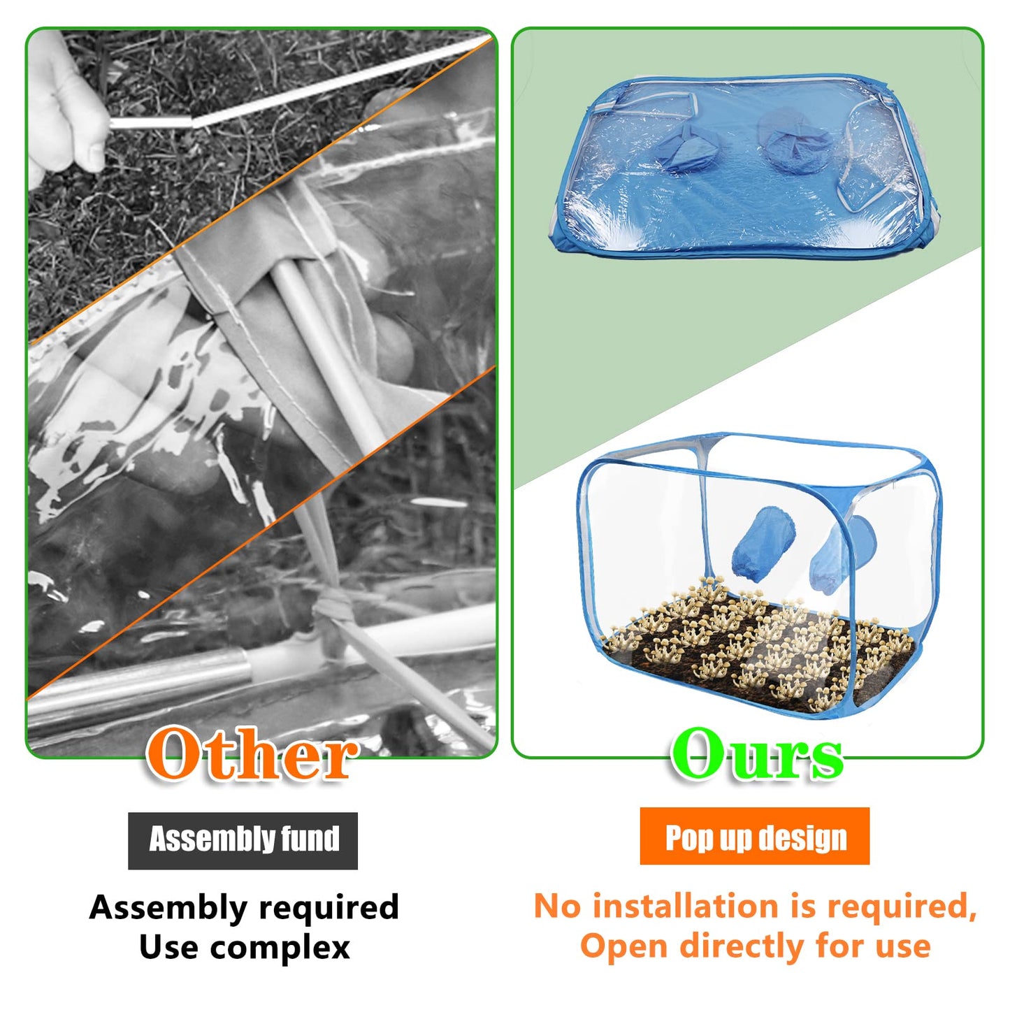 Still Air Box, Mushroom Grow Kit, Portable Compact Still Air Box Mycology for Mushroom Lovers, Mushroom Fruiting Chamber for Mycology Supplies/Home Scientists (35.5x23.5x23.5 inch) - Blue