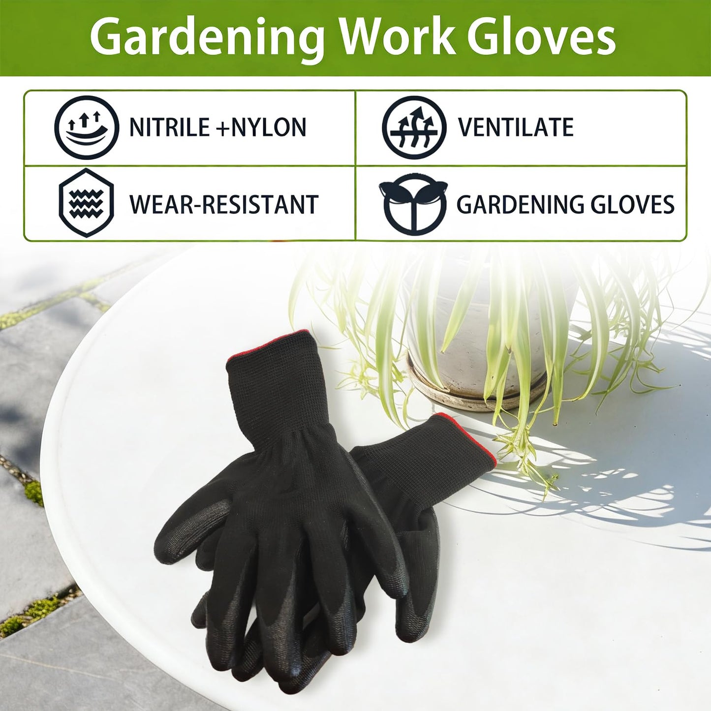 bulkisbargain 72 Pairs Gardening Gloves for Men Women Rubber Coated Breathable Garden Gloves Black