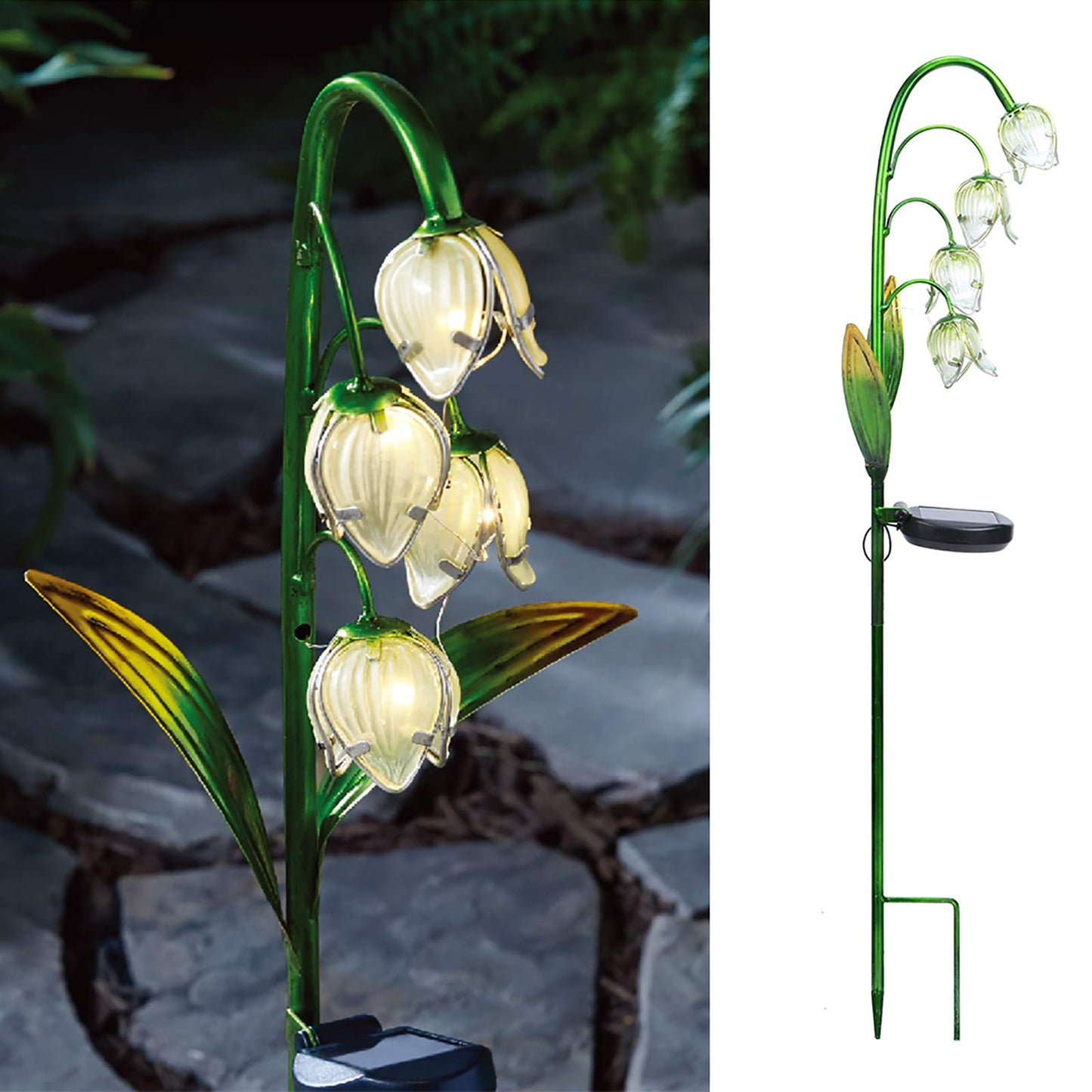 VCUTEKA Solar Garden Decor Stake Outdoor Light Glass Flower Stake for Yard Lawn Decor Backyard Decorations