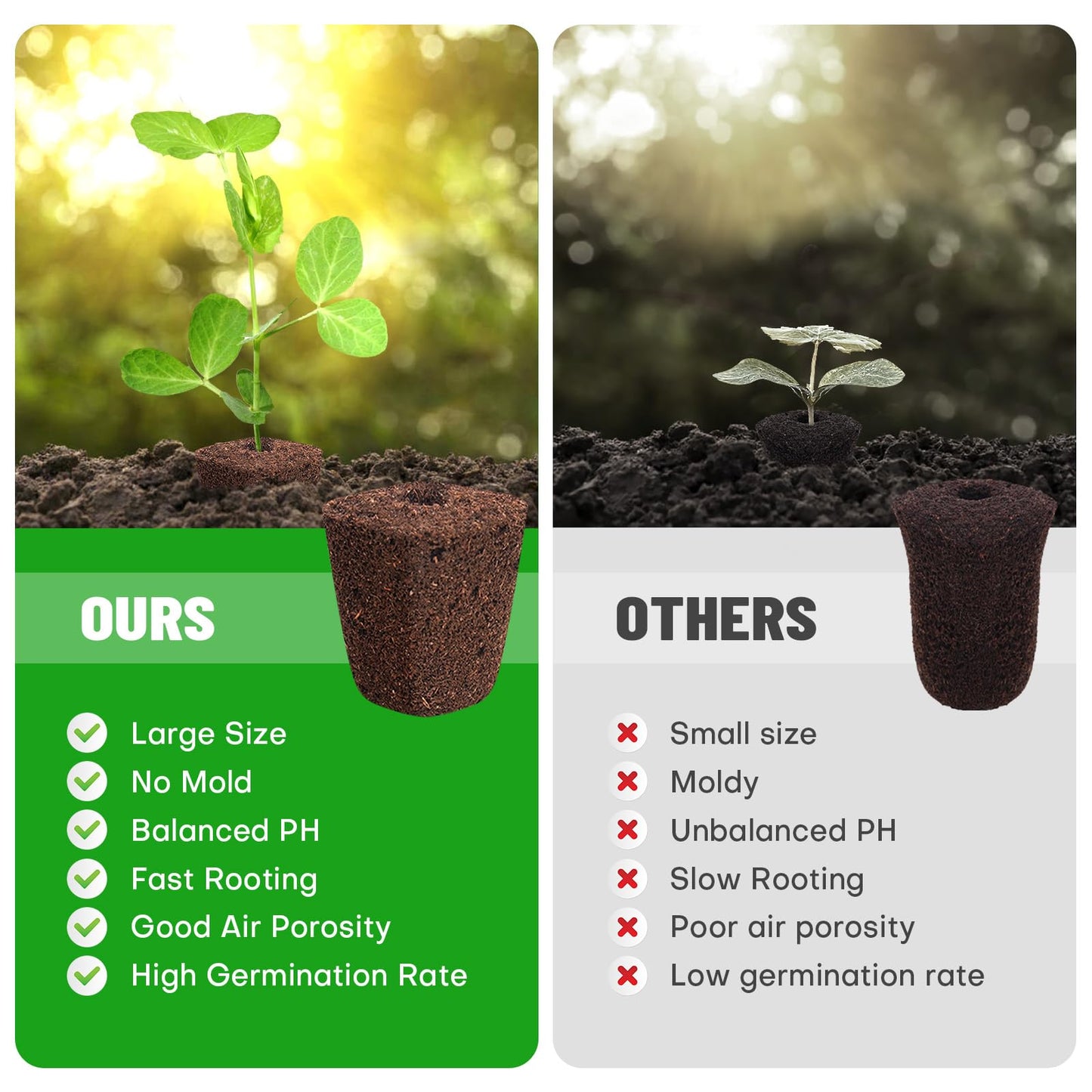 LAPOND 50 Pcs Seed Starter Plugs,Replacement Root Grow Sponges Plant Plugs,Great for Soil, Tray or Planting Pods, Promotes Herbs, Vegetables and Flowers Growth