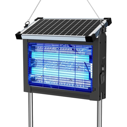 Solar Bug Zapper Outdoor Waterproof, Mosquito Zapper USB-C Rechargeable Solar Bug Zapper Outdoor, 4500V Electric Bug Zapper, Mosquito Trap Fly Zapper Killer for Patio Garden Backyard Camping Garage