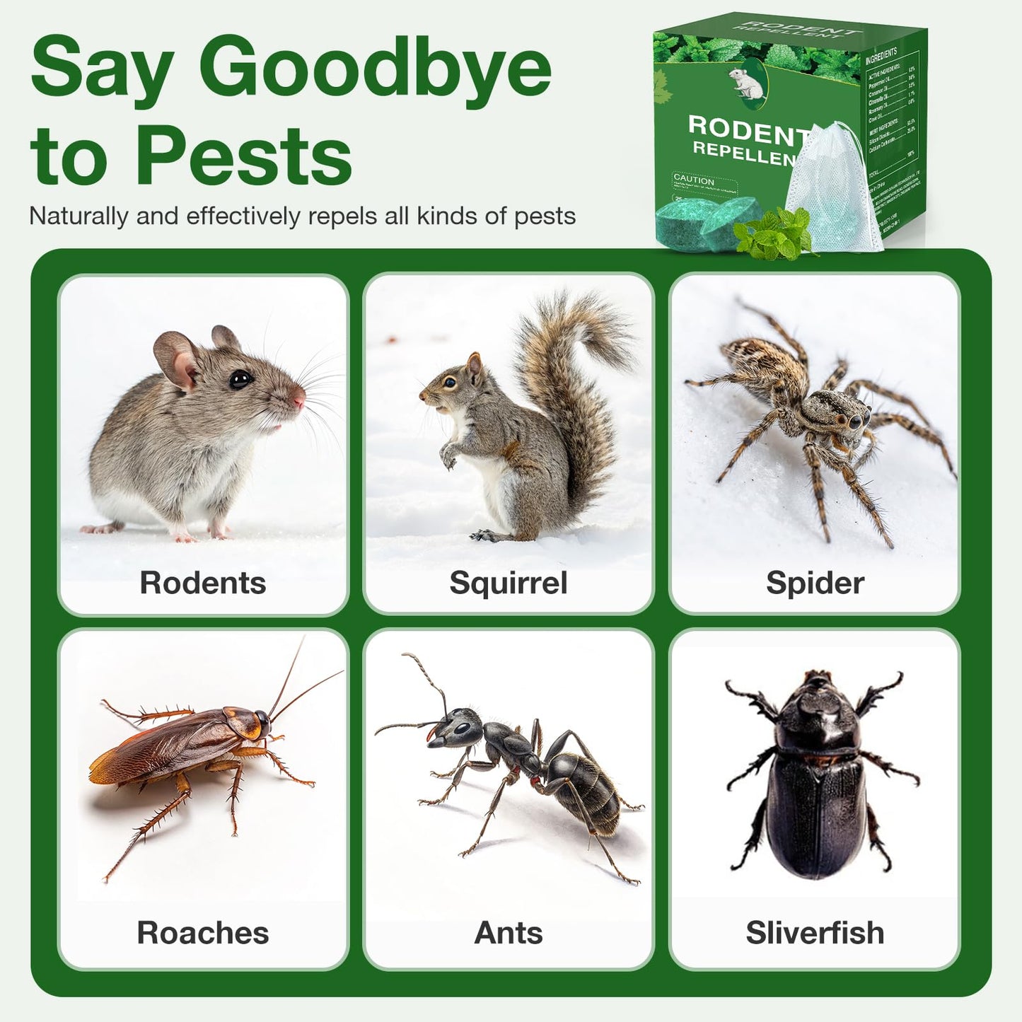 Mouse Rodent Repellent,25 Pack Peppermint Oil Mouse Traps for Rat Mice, Ant, Roach, Spider, Squirrel, Nature Mouse Deterrent for Indoor Outdoor Use, for Garden & Home, Family & Pet Safe 01