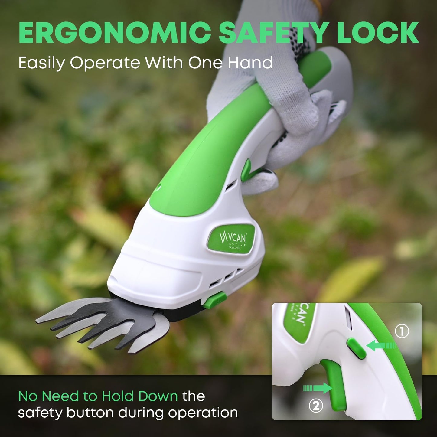 7.2V Hedge Trimmer Cordless | 2-in-1 Handheld Electric Shrub Trimmer & Grass Shear with Pruning Shears | 3.0Ah Lightweight Rechargeable Battery Powered for Garden, Yard, Lawn