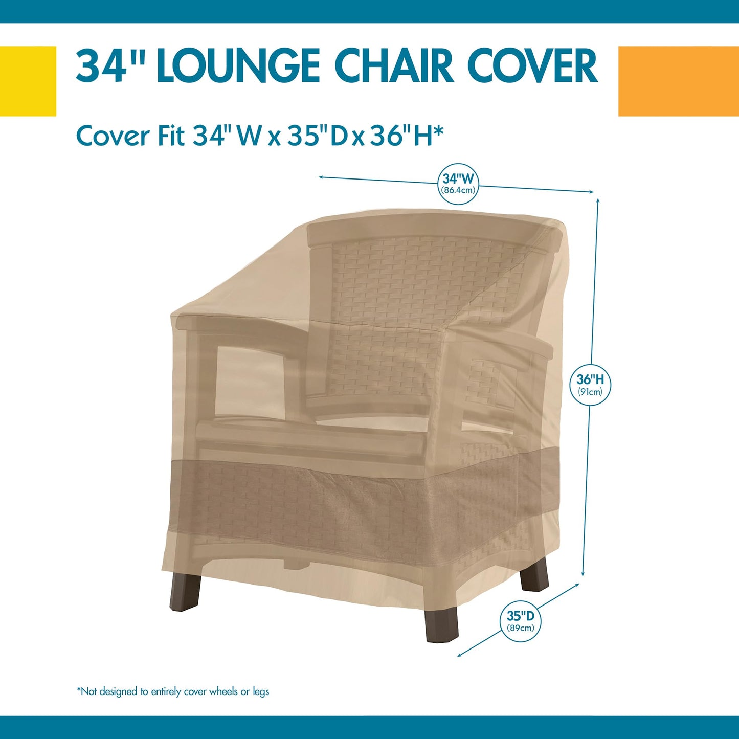 DUCKCOVERS Elegant Waterproof 34 Inch W Patio Chair Cover, Outdoor Chair Covers
