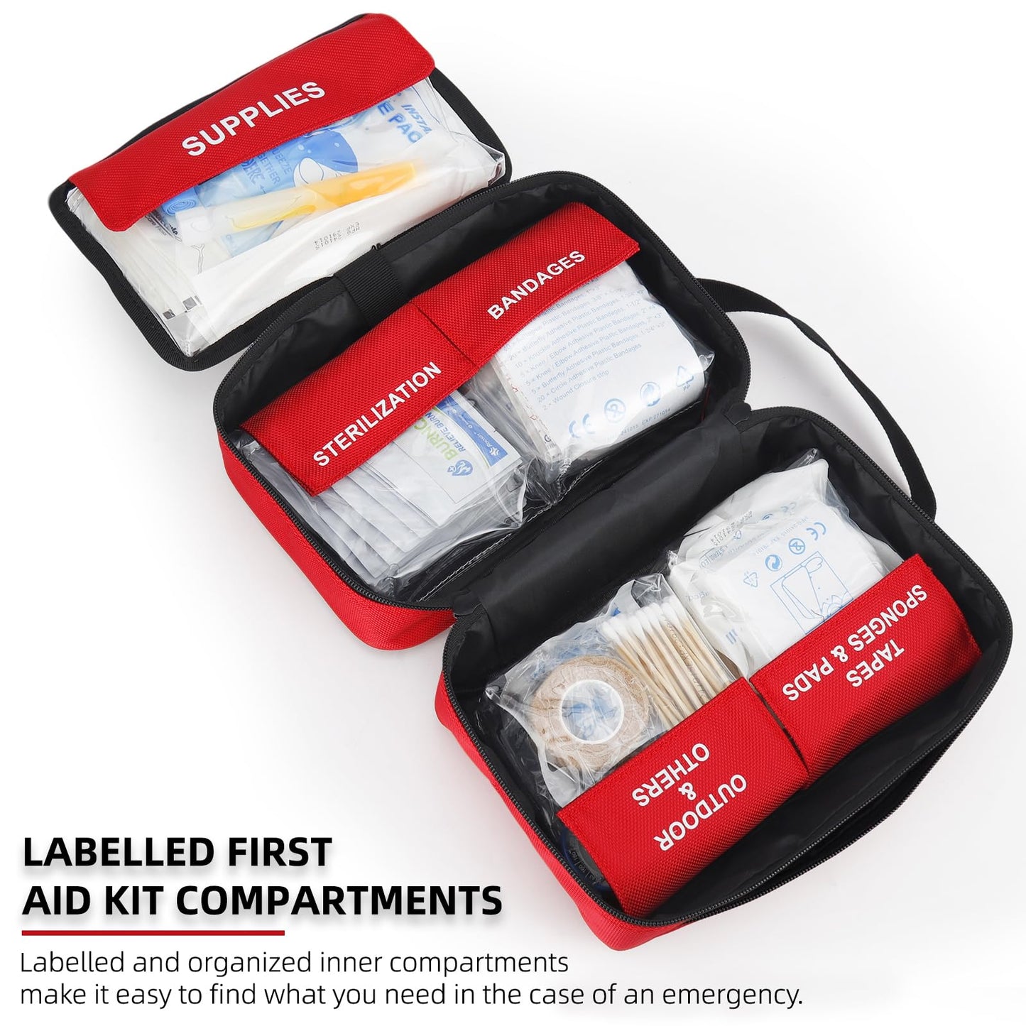 330 Piece First Aid Kit, Premium Waterproof Compact Trauma Medical Kits for Any Emergencies, Ideal for Home, Car, Travel, Camping, Hiking, Truck, Office, Sports (Medium)