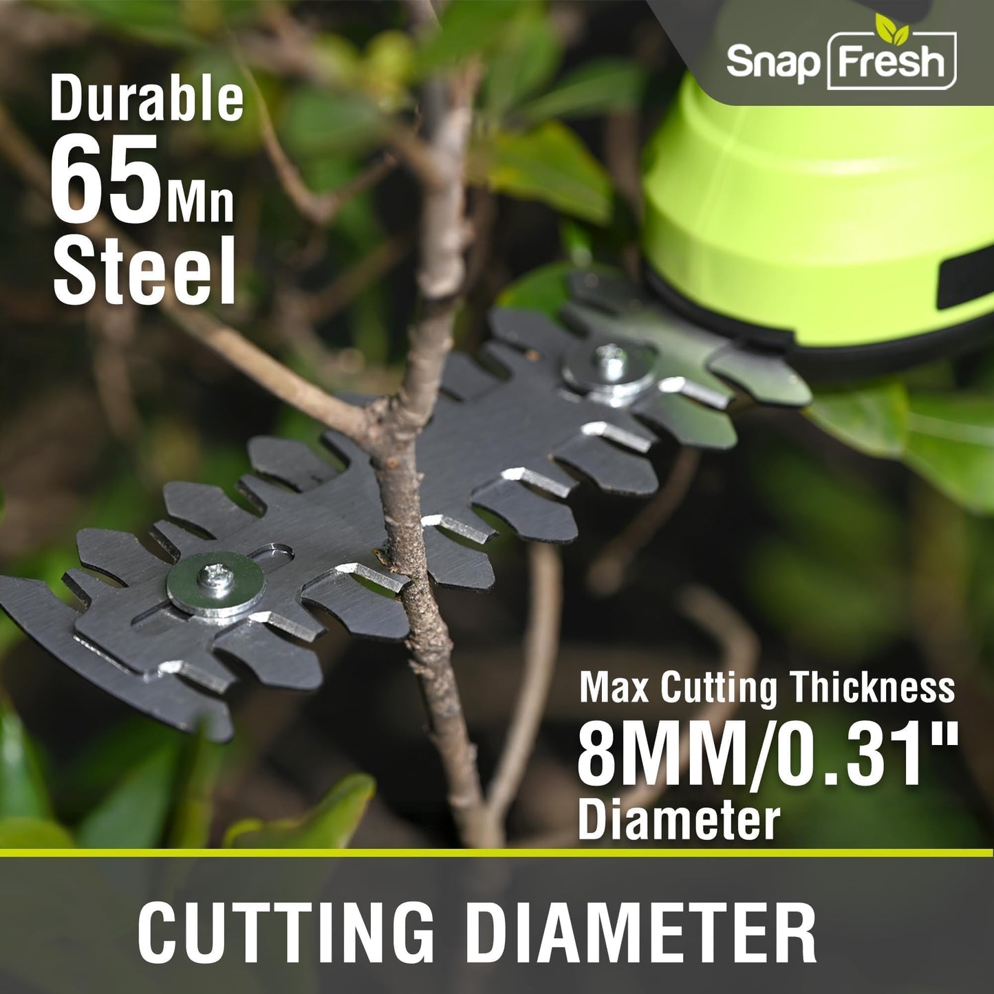 SnapFresh Cordless Grass Shears & Hedge Trimmer, 2-in-1 Handheld Electric Lightweight Hedge & Shrub Trimmer with Battery for Garden Yard Lawn, 2.0Ah Battery & USB-C Charging Cable Included