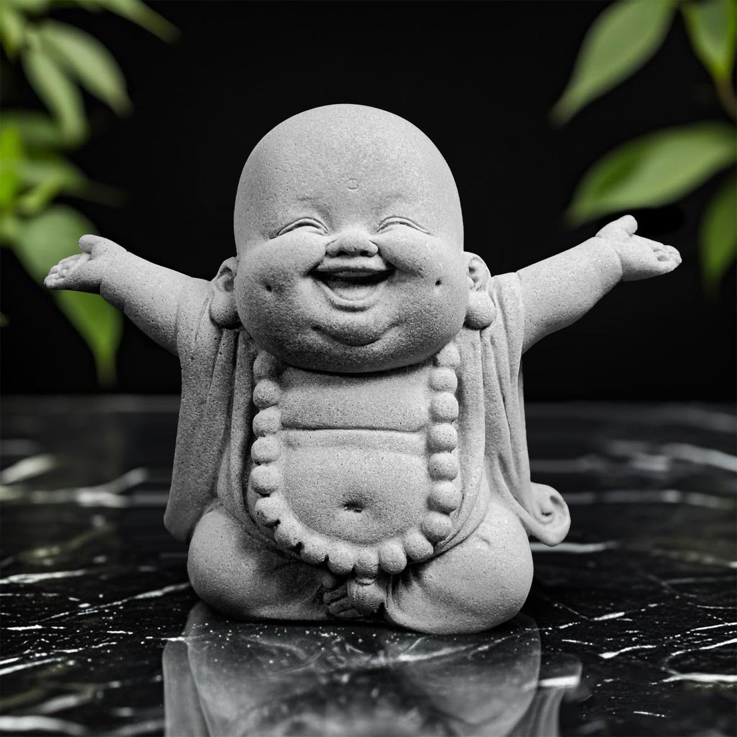 starfa lab Laughing Buddha Statue,Zen Monk Praying Statue Sculptures Ornament for Garden,Outdoor,Wealth,Good Luck, Indoor,Mini Buddha Fish Tank Decoration