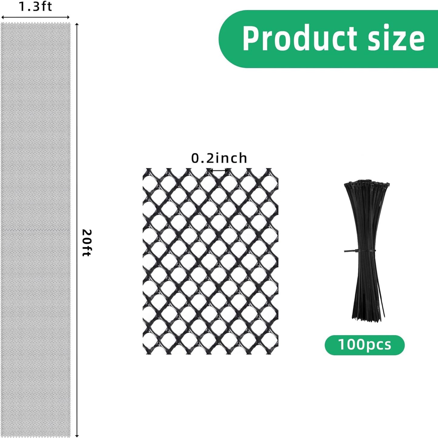 Watayo 20 Ft Mesh Tree Guard Trunk Protectors- Tree Bark Protector- Flexible Net Tree Guard with 100 Pcs Ties for Tree Protectors from Deer Mowers Trimmers
