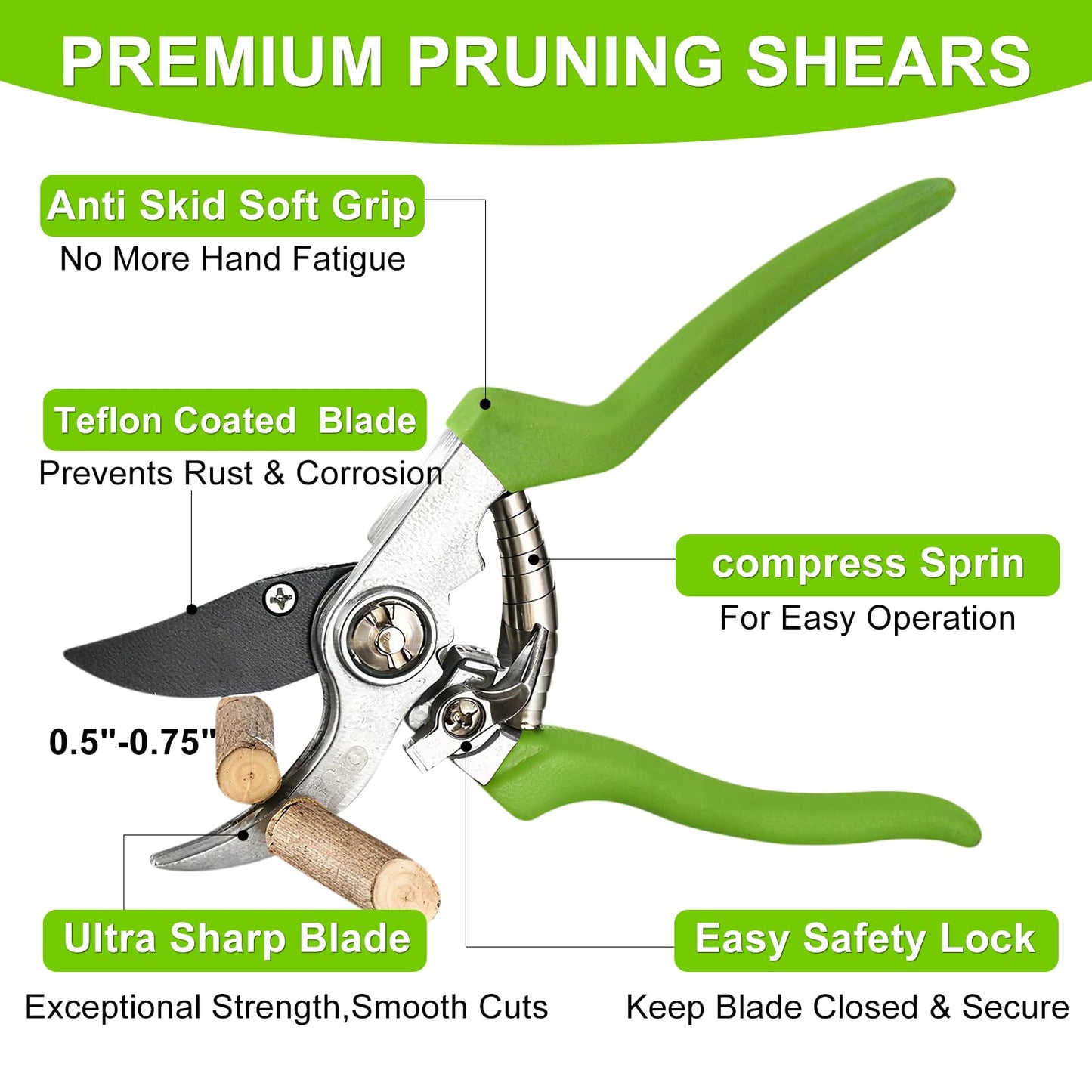 Loppers for Tree Trimmer 15" Branch Cutter and Garden Shears Set Bypass Pruning Shears,Rust-Resistant Clipper,1.5" Diameter Cut Capacity,Shock-Absorbing Handle,Gardening Pruners for Yard,Plant,Hedge