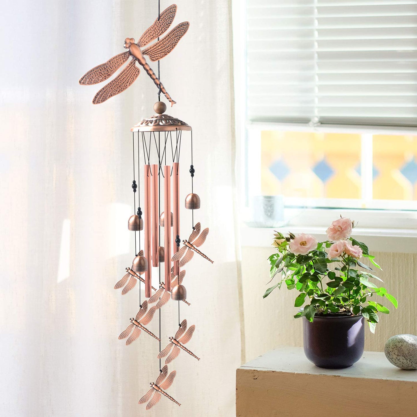 Dragonfly Wind Chimes, windchimes Outdoor, Garden Decor, Garden Gifts, Gifts for mom,Memorial Wind-Chimes Copper windchimes Indoor/Outdoor Waterproof