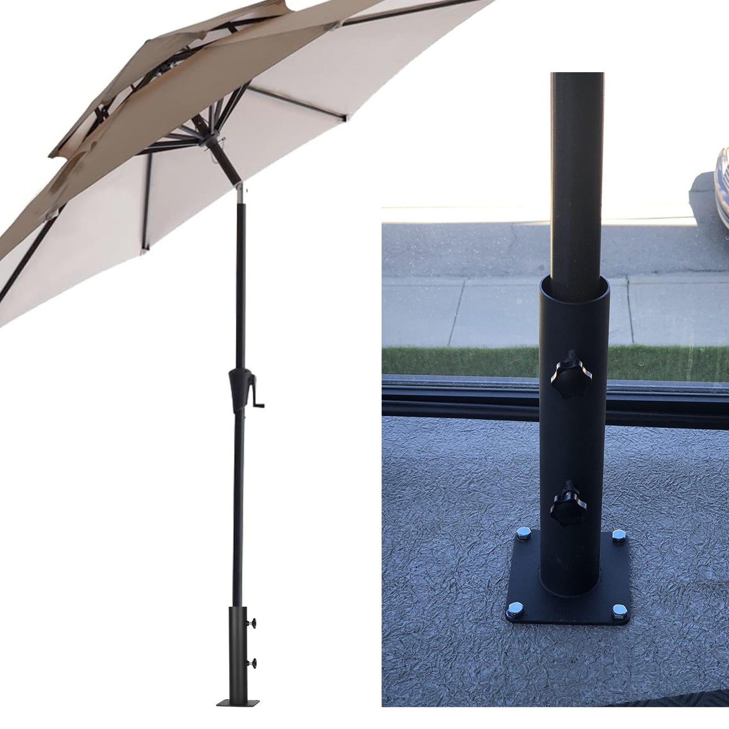Wdwlbsm Patio Umbrella Outdoor Base Deck Mount Umbrella Holder Heavy Duty Umbrella Clamp Hand-Turn Knob Umbrella Base Stand for Decks, Docks, Courtyard Balcony, Pontoons, Patios, Pinic Tables Desk