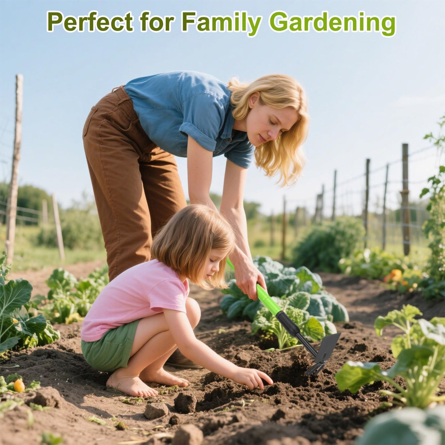 Garden Hoe - Telescoping 27-39 Inch Dual Head Weeder & Cultivator with Adjustable Handle, Lightweight Rust Resistant for Raised Beds, Camping, Beach & Backyard Gardening