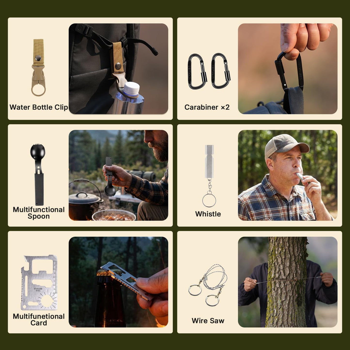 Gifts for Him Her Men Husband Dad Valentines Day - Survival Gear and Equipment 24 in 1, Survival Kits - Cool Fishing Hunting Camping Hiking Anniversary Birthday Gift for Man Teen Boy Boyfriend Women