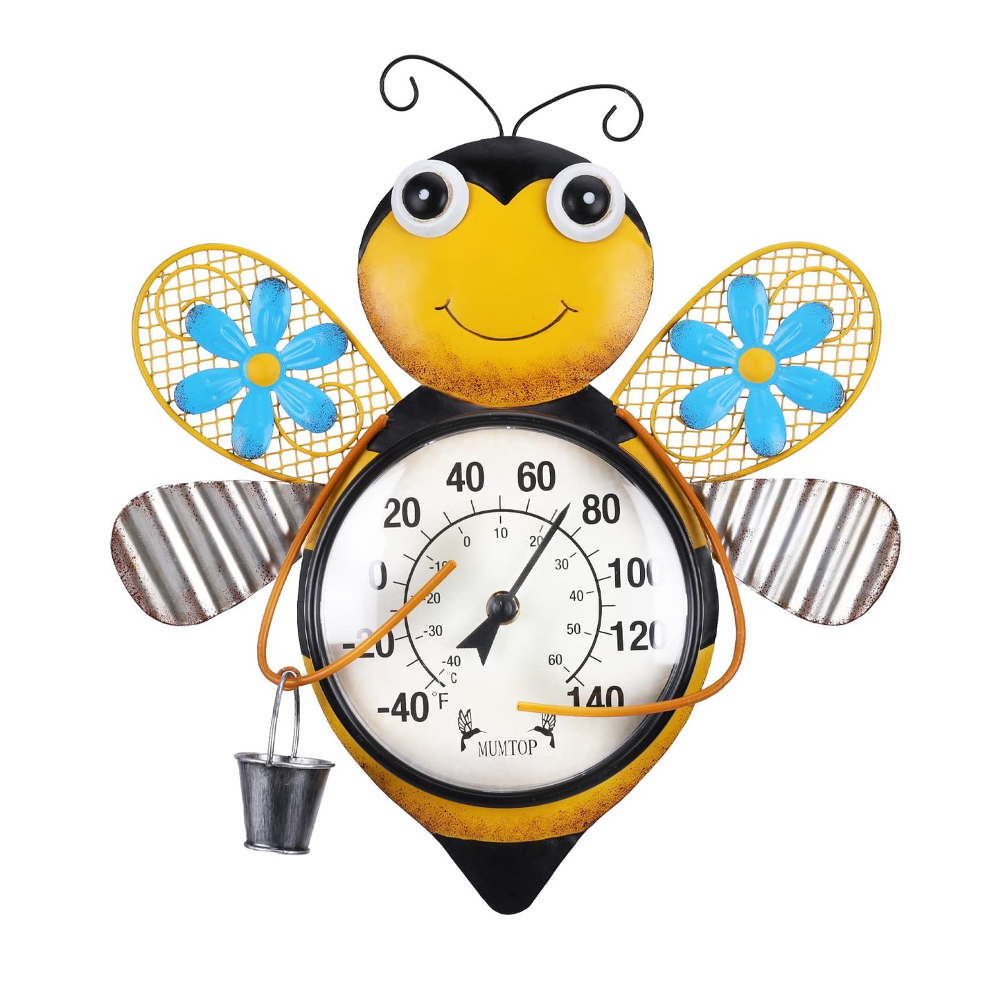 MUMTOP Indoor Outdoor Thermometer, Bees Large Number Wall Mounted Thermometer for Patio, Yard, Garden