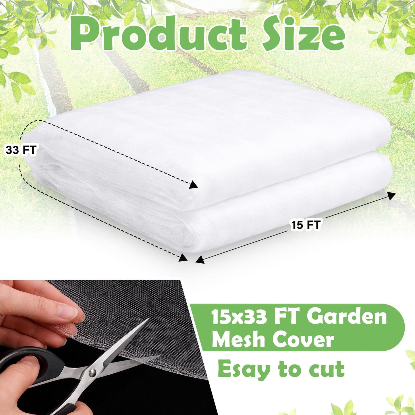 Yoojahow Garden Insect Netting for Raised Beds Extra Large Fruits Tree Netting Pest Barrier White Ultra Fine Mesh Row Bed Covers Net for Vegetable Fruit Protection from Insect Bird Animals(15X 33 ft)