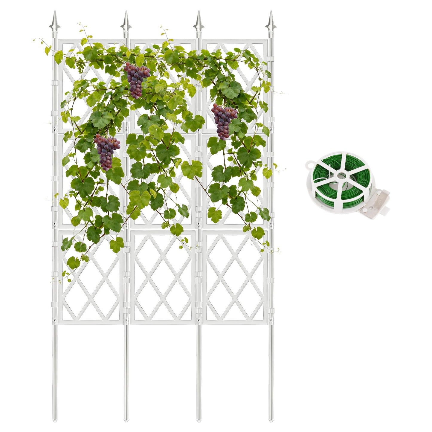 5.25FT Garden Trellis Support Fence,Metal Wall Lattice Climbing Frame for Climbing Plants Outdoor, White Iron Pipe Fence for Potted Plants Indoor for Ivy Vines Vegetable Flower, Patio, Lawn, Yard