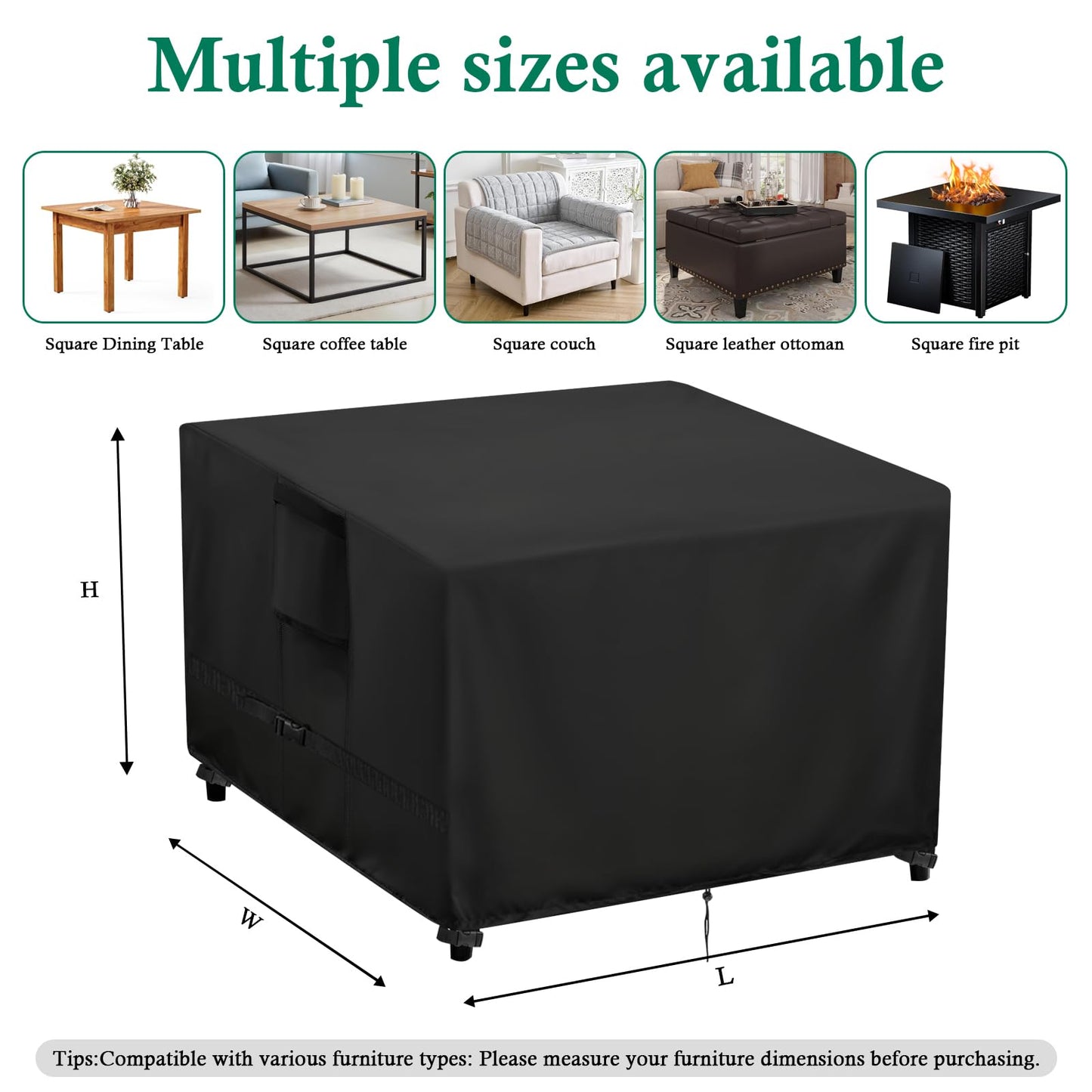 Hdenmist Outdoor Table Cover Square 42 inch Patio Table Cover Waterproof Patio Furniture Covers Rectangular for Outside Small Table and Chair Sets, Fire Pit, Coffee Table, Ottoman -42"L x 42"W' x 28"H