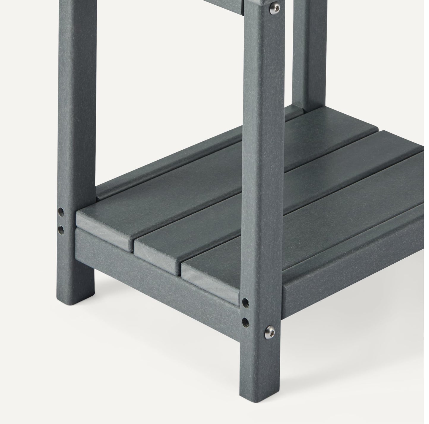Amazon Basics Outdoor Side Table with Lower Shelf, Weather-Resistant Stainless Steel, 41.91cm x 32cm x 41.91cm, Grey, 1-Pack