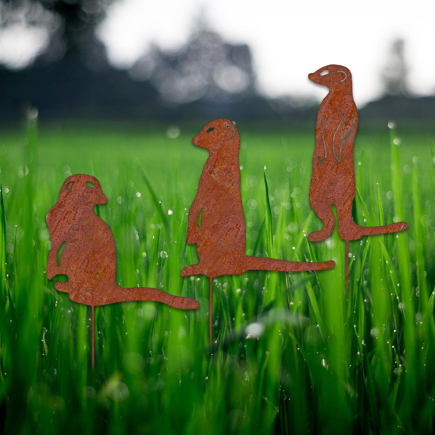 QWQJ Metal Animal Yard Decors Arden Art Rusted Animals or Outside Decorations Outdoor Decorative Stake Lawn Accessory