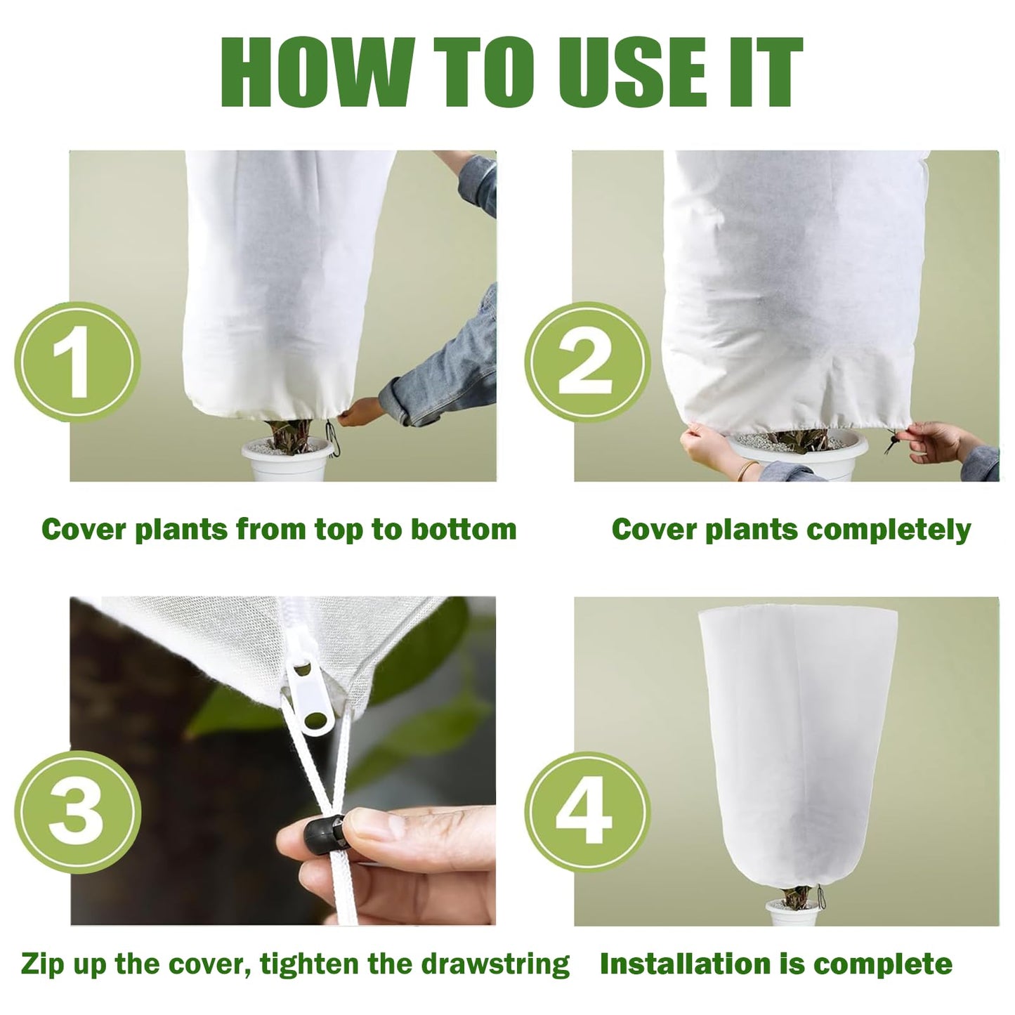 NICOLEKAY 5-Pack Plant Covers Freeze Protection, Drawstring Tree Cover, Winter Freeze Plant Protection, Tree Jacket Frost Blanket for Outdoor Plants, 23.6" x 31.5"