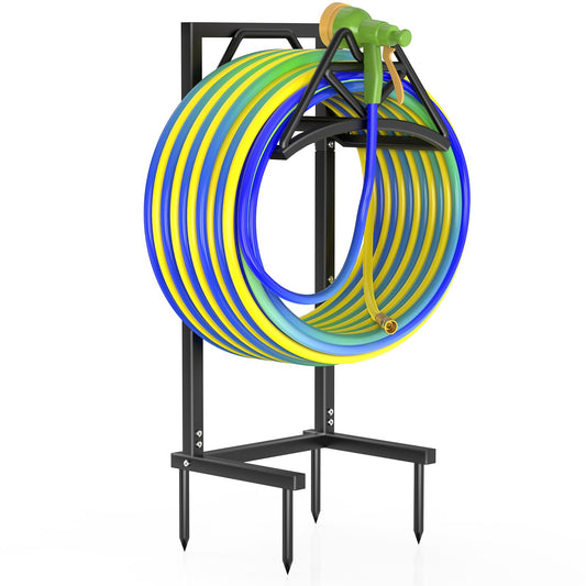Qatsrin New Garden Hose Holder, Heavy Duty Freestanding Water Hose Holder Stand Holds 160-feet Hose, Detachable Hose Storage Reels Hanger Rack for Outside Yard Lawn Farm