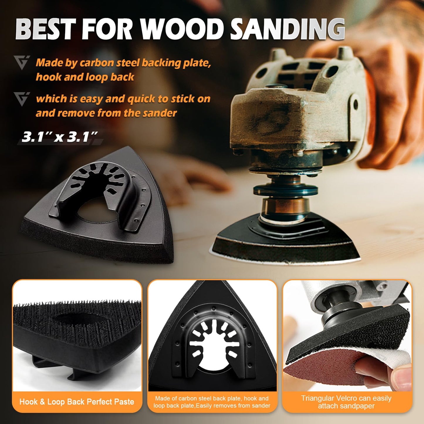 260pcs Oscillating Tool Sanding Pads Kit, 5pcs Triangle Sanding Pads and 5pcs Finger Sanding Pad, 250pcs Multitool Sandpaper Set, Multi Tool Sanding Attachment Fit for Finishing Wood