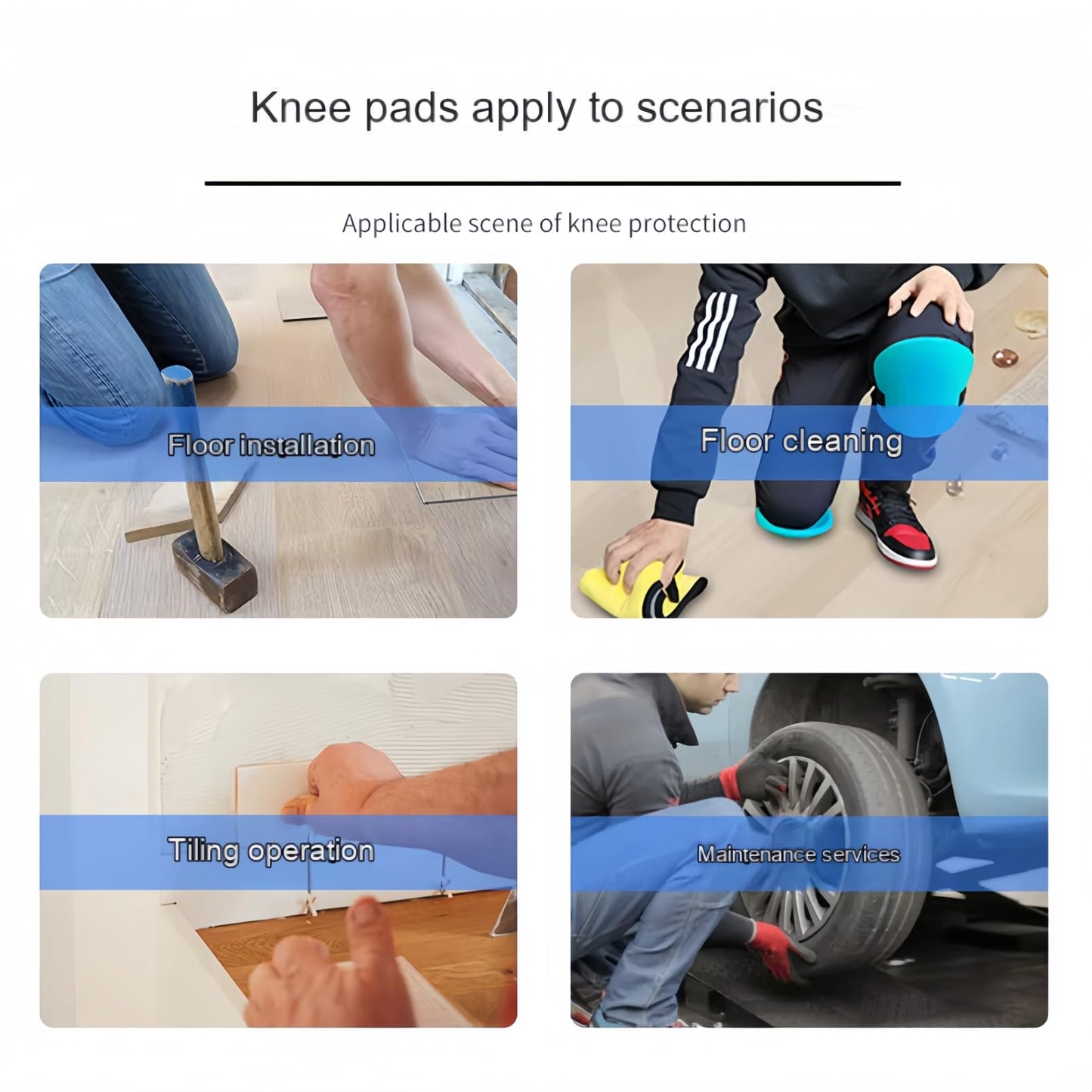Kenhihi Gardening Knee Pads for Women and Men - Lightweight Waterproof Foam, and Easy Fit Knee Pads for Gardening with Adjustable Hook'n'Loop Straps - Perfect Womens for Work (Blue)