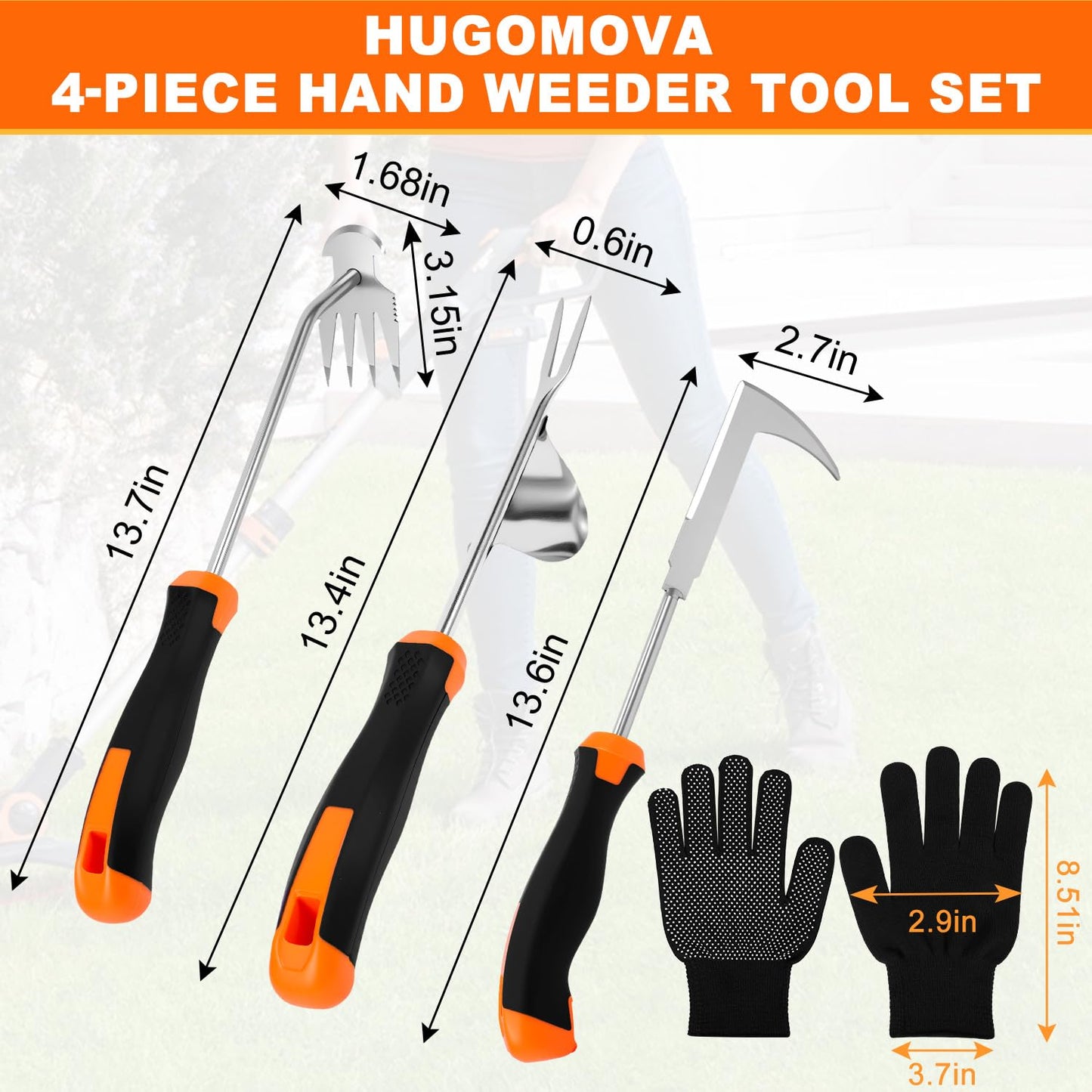 2025 Weed Puller Tool, 4 Pack New Garden Stainless Steel Weeder Tool Hand Weeder Tool,Multi-Purpose Weed Remover Tool Weeding Tools for Gardening