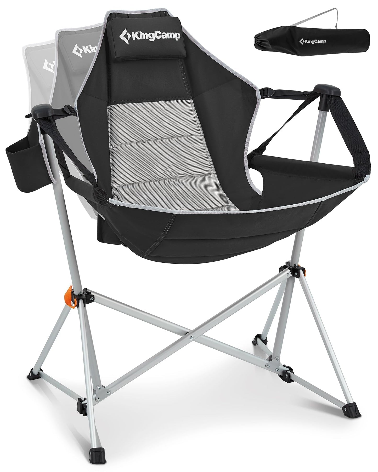 KingCamp Hammock Camping Chair, Swinging Portable Camp Chairs for Adults, 400lbs Heavy Duty Oversized Folding Rocking Chair with Adjustable Recline, Aluminum Alloy Frame for Outdoor Patio Beach Sport