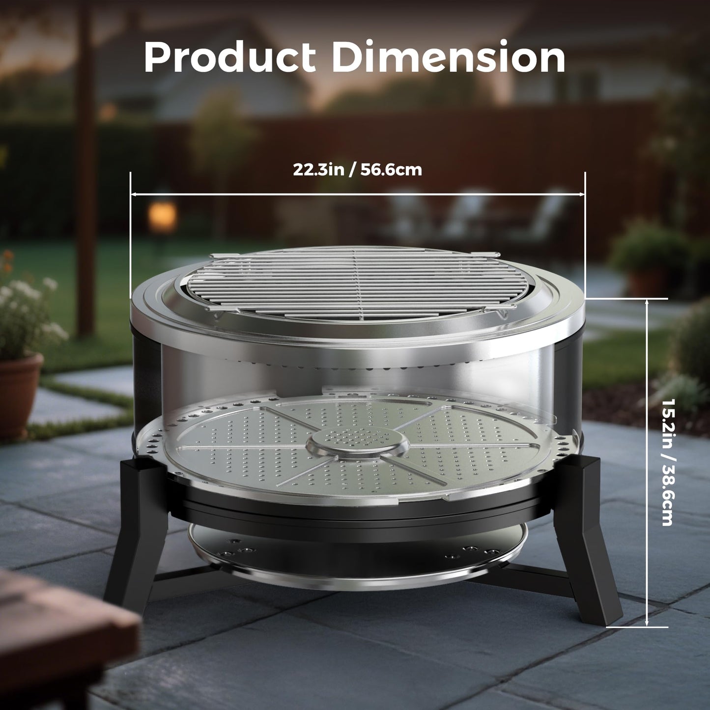 BALI OUTDOORS 22 inch Smokeless Firepit Outdoor, Outdoor Fire Pit Patio with Ash Pan, Portable Fire Pit Wood Burning