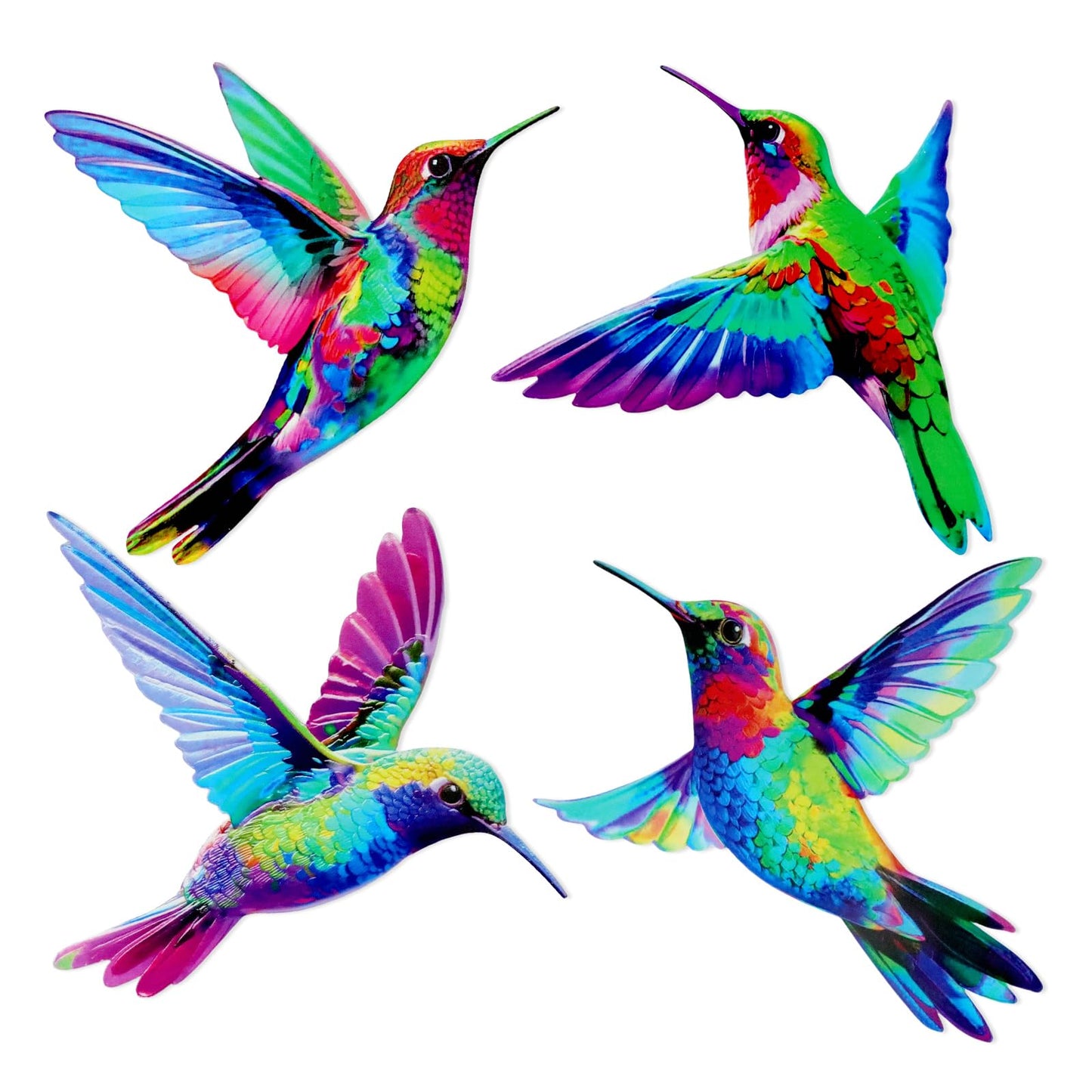 4 Pcs Metal Wall Art, Wall Decor for Bedroom, Rustic Hummingbirds Hanging Decorations for Garden Living Room Balcony Patio Fence Indoor Outdoor, 8.66L x 8.26W