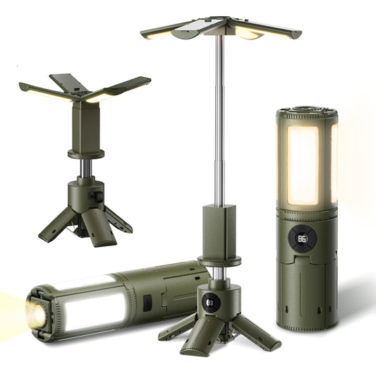 UBeesize Telescopic Camping Lights with Stand, 14000mAh Rechargeable Camping Lantern with Display, Hook and IPX5 Waterproof, Outdoor Portable Tripod Light for Travel, Fishing, Emergency Use
