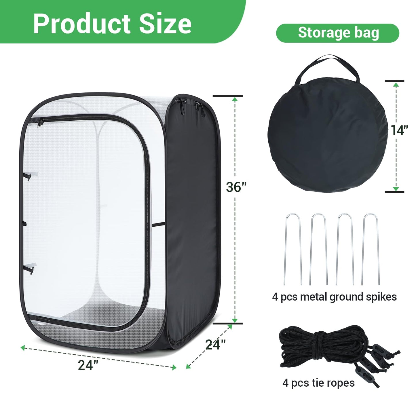 Ohuhu 36'' Garden Mesh Plant Cover, 2 Pack Pop Up Plant Protector Strawberry Cover Garden Net Cage Wind Protection for Plants Outdoor with Storage Bag 24 x 24 x 36 Inches