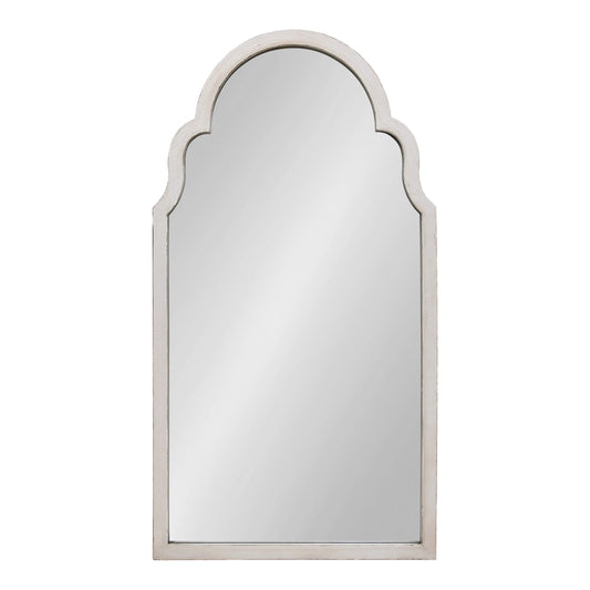 Kate and Laurel Damara Moroccan Style Hand Painted Arch Mirror with Reclaimed Wood, 26x48, Antique White