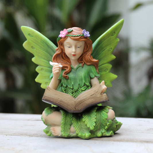 Ovewios Fairy Garden Statues Outdoor Decor, Solar Fairy Lights Outdoor Lawn Ornaments Resin Sculptures Fairies Garden Decor for Outside Yard Art Patio Porch, Gifts for Women Mom