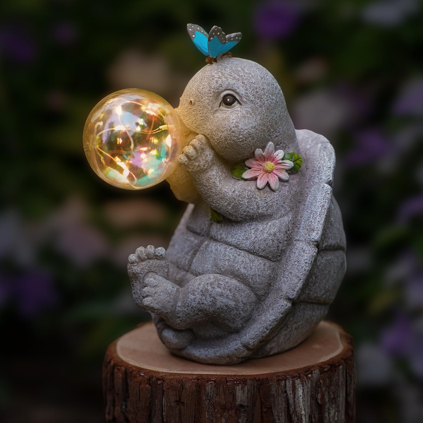 zuzuzen Solar Turtle Statues Garden Decor with Bubble LED Light, Outdoor Tortoise Statue for Patio, Lawn, Yard Gift for Mother's Day, Birthday, Housewarming