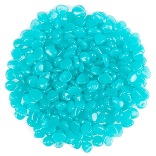 HMIEPRS 1000PCS Blue Long Term Glowing Decorative Stone, Glow in The Dark Rocks Light Perfect Indoor Outdoor Decor Fit for Garden Sidewalk Fish Tank Grass Flower Pots (0.3-04in/0.8-1cm)